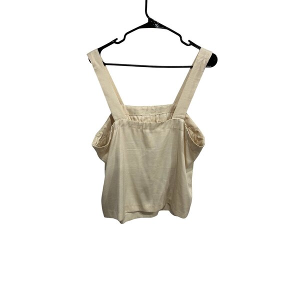 Vintage Lace Sequin Beaded Tank Top Beige Sz 16 Square Neck Neutral Retro - Picture 2 of 9